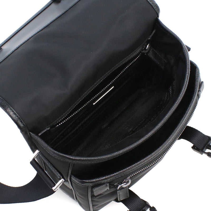 PRADA Re-Nyron And Saffiano Leather Shoulder Bag - Black