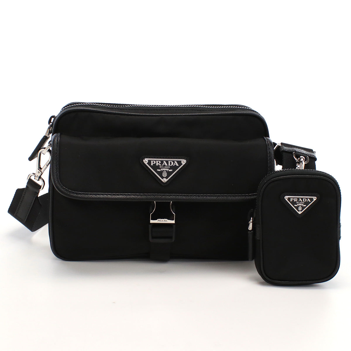 PRADA Saffiano Leather Shoulder Bag - Black