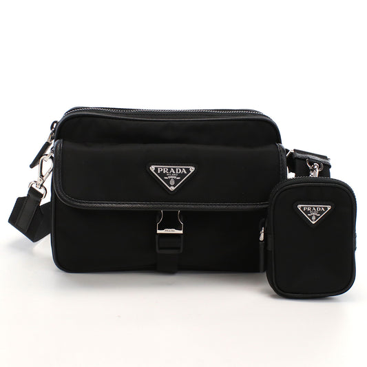 PRADA Saffiano Leather Shoulder Bag - Black