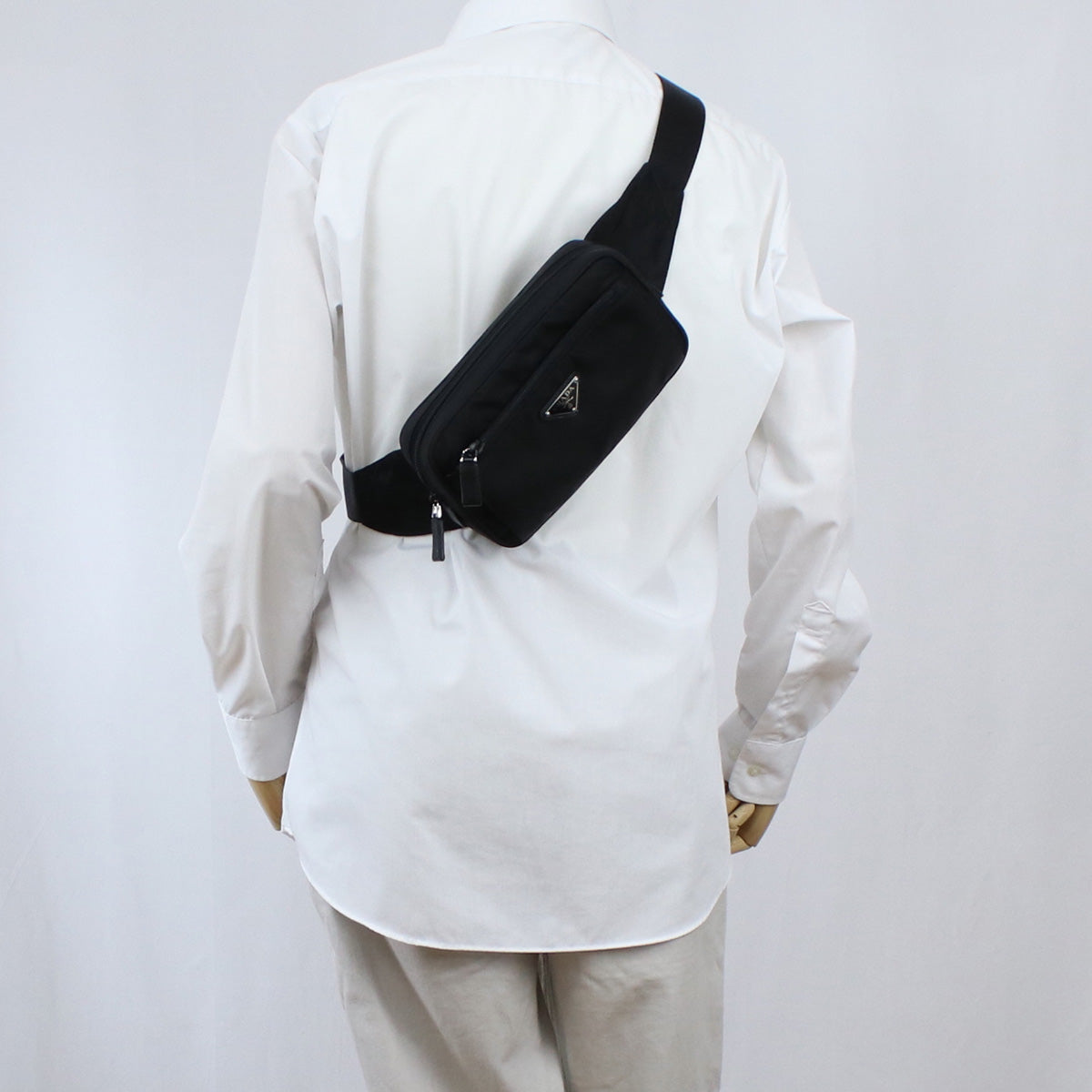 PRADA Saffiano Leather Belt Body Bag - Black