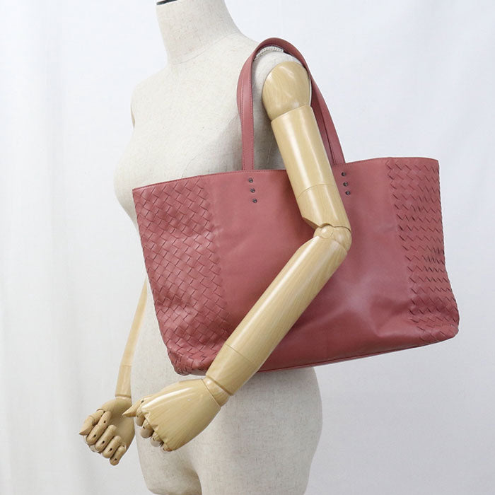 BOTTEGA VENETA Intrecciato Leather Tote Bag - Pink