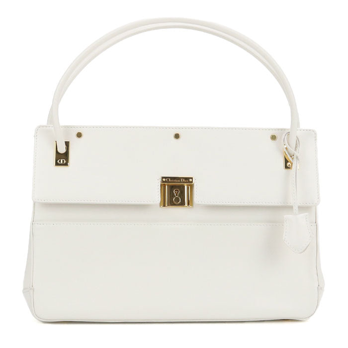 Dior Leather Top Handle Handbag - White