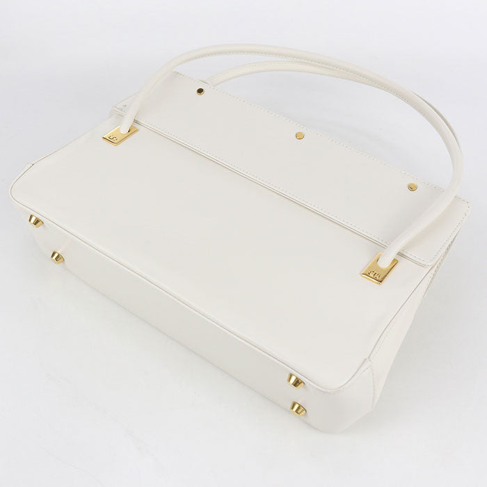 Dior Leather Top Handle Handbag - White