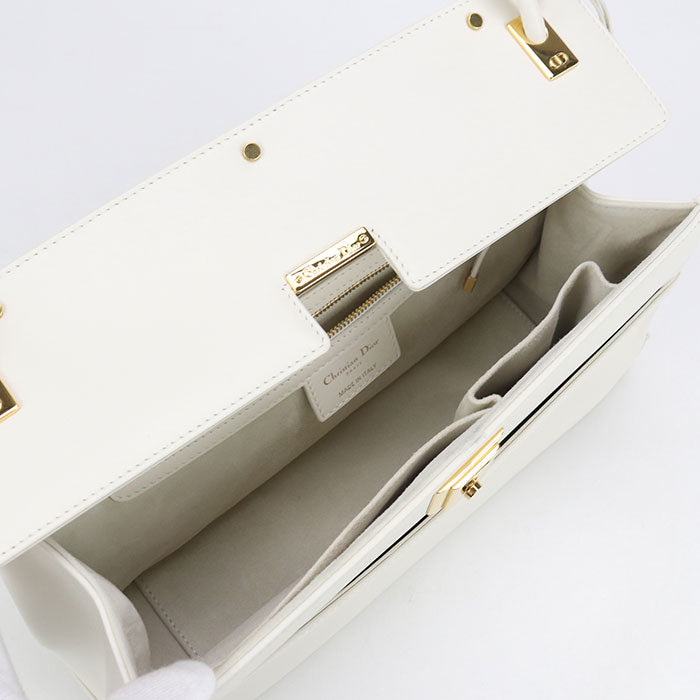 Dior Leather Top Handle Handbag - White