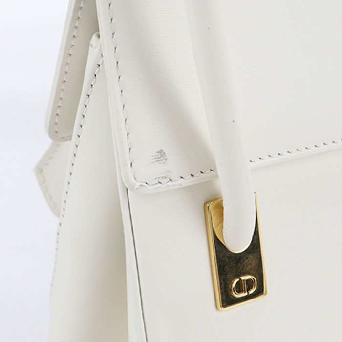 Dior Leather Top Handle Handbag - White