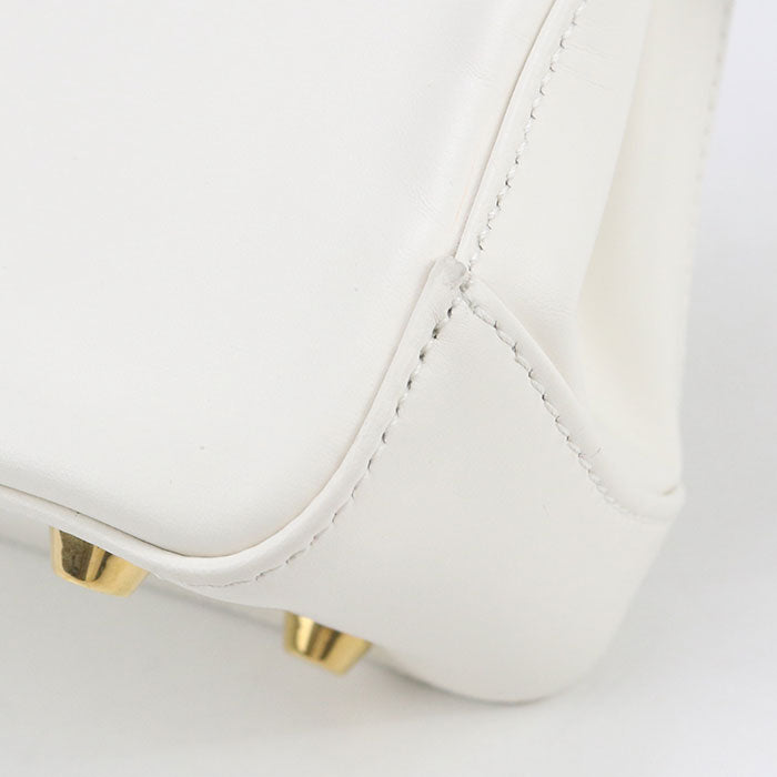Dior Leather Top Handle Handbag - White