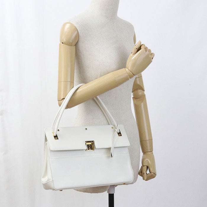 Dior Leather Top Handle Handbag - White