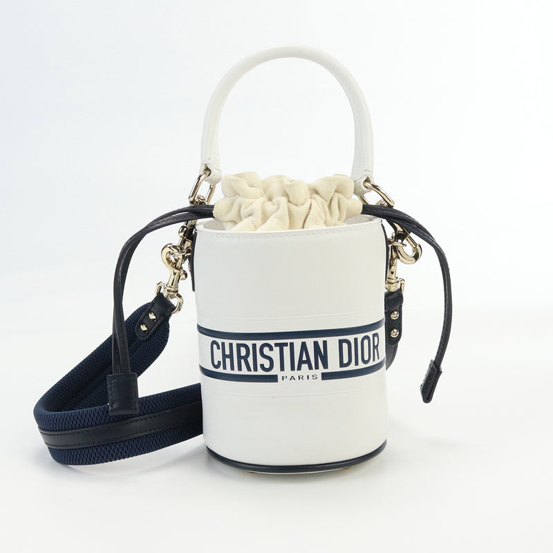 Dior Vibe Micro Bucket Bag Pochette Leather Shoulder Bag - White