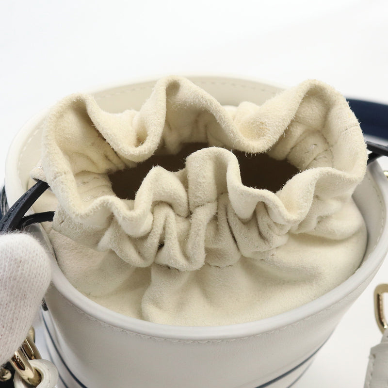 Dior Vibe Micro Bucket Bag Pochette Leather Shoulder Bag - White