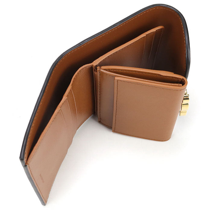 CELINE トリオンフ スモールフラップ ラムスキン 三つ折り財布 コンパクトウォレット - ブラウン