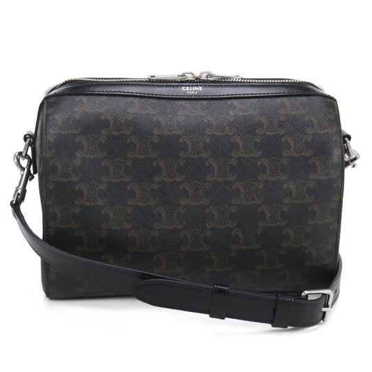 CELINE Triomphe Canvas Mini Boston PVC Shoulder Bag - Black