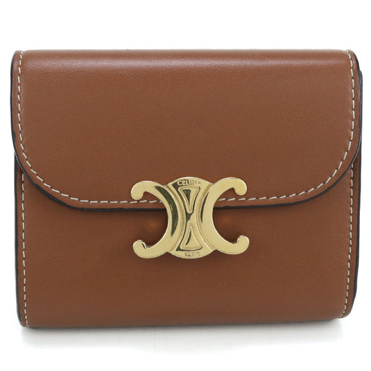 CELINE Triomphe Small Flap Wallet in Calfskin - Brown