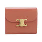 CELINE Small Flap Compact Wallet Triomphe Three Fold Calfskin -Orange