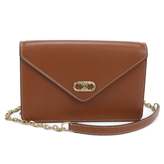CELINE Triomphe Calfskin Chain Wallet - Brown