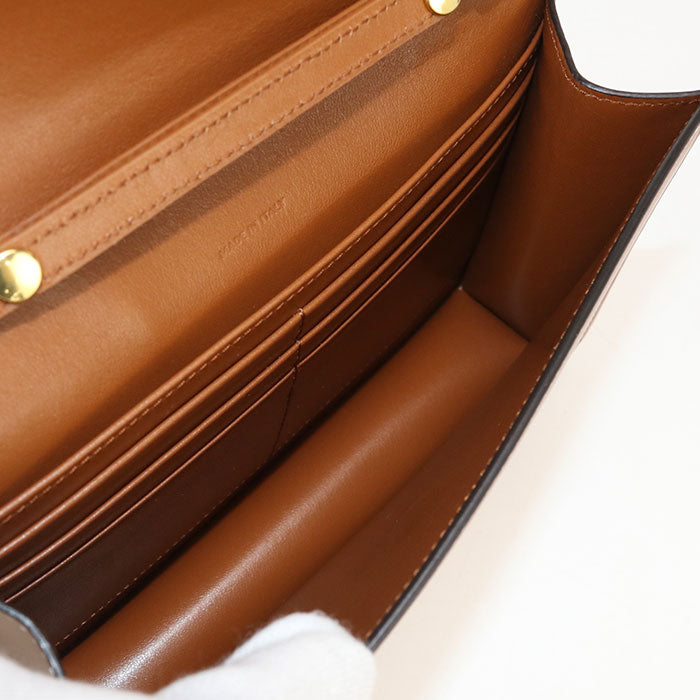 CELINE トリオンフ カーフスキン チェーンウォレット - ブラウン