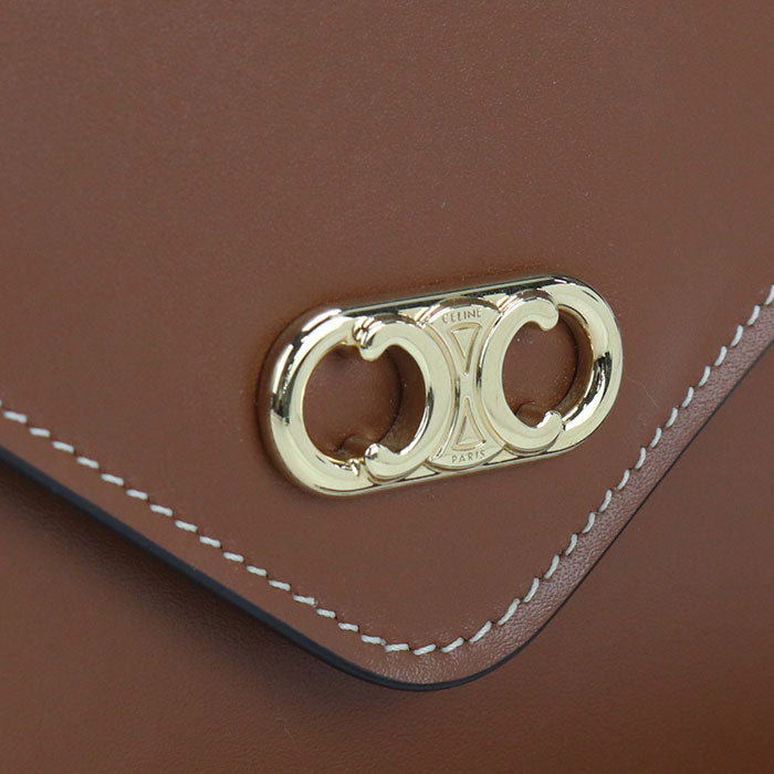 CELINE トリオンフ カーフスキン チェーンウォレット - ブラウン