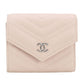 CHANEL Chevron Tri-fold Compact Wallet With Coin Case - Baby Pink