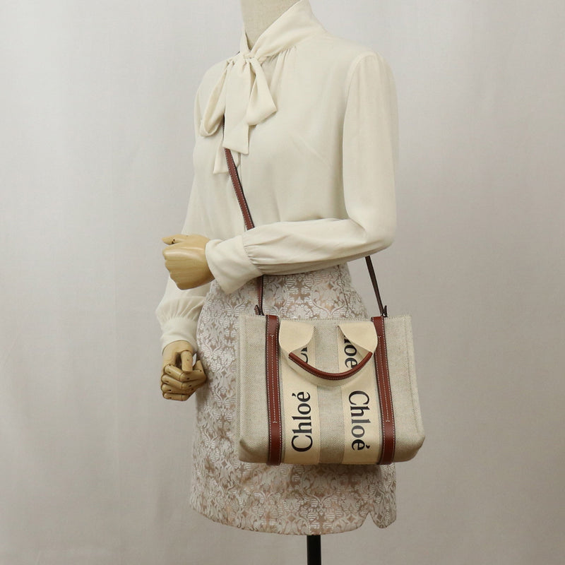 Chloe Woody Small Hand Bag - Brown × Beige