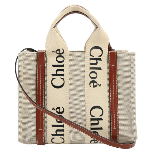 Chloe Woody Small Hand Bag - Brown × Beige