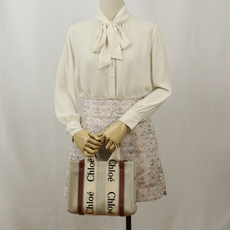 Chloe Woody Small Hand Bag - Brown × Beige