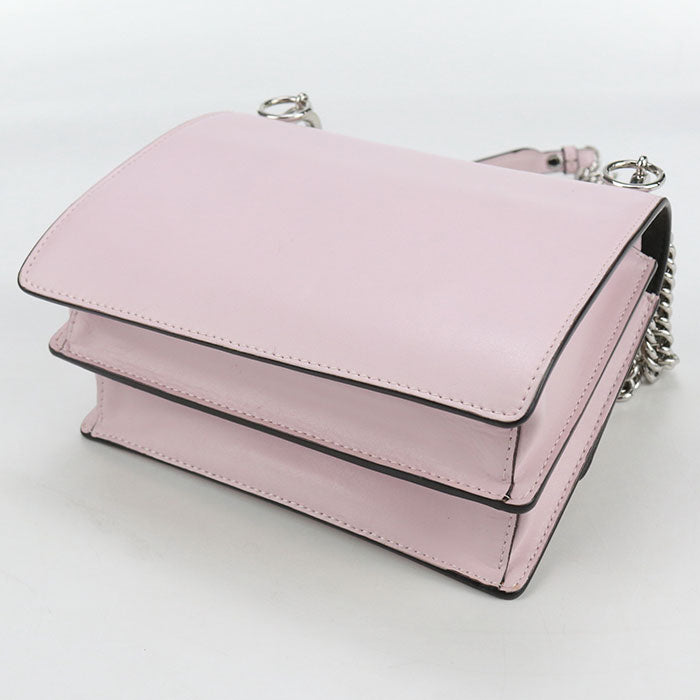 FENDI キャナイ レザー チェーンショルダーバッグ - ピンク