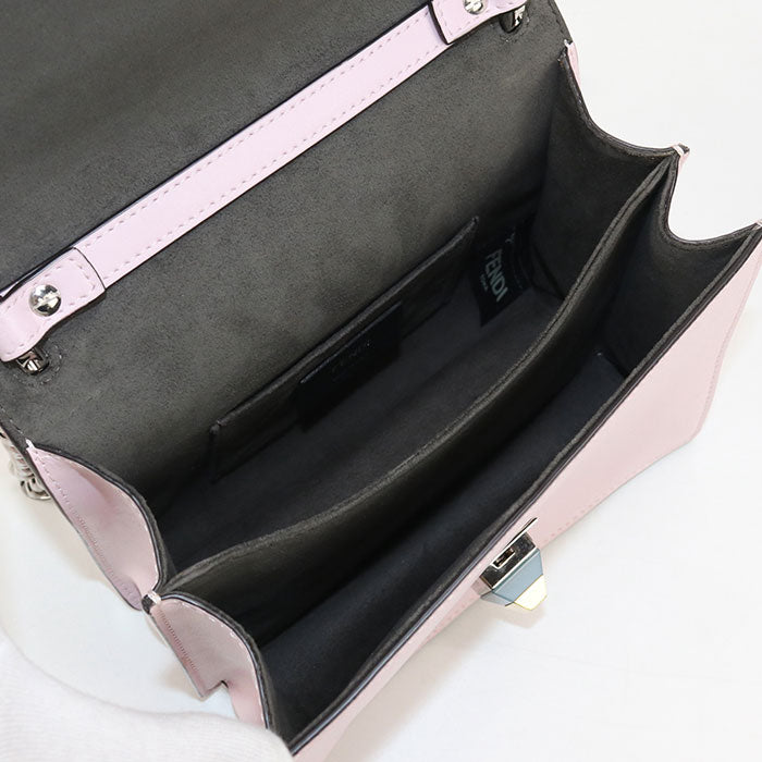 FENDI キャナイ レザー チェーンショルダーバッグ - ピンク