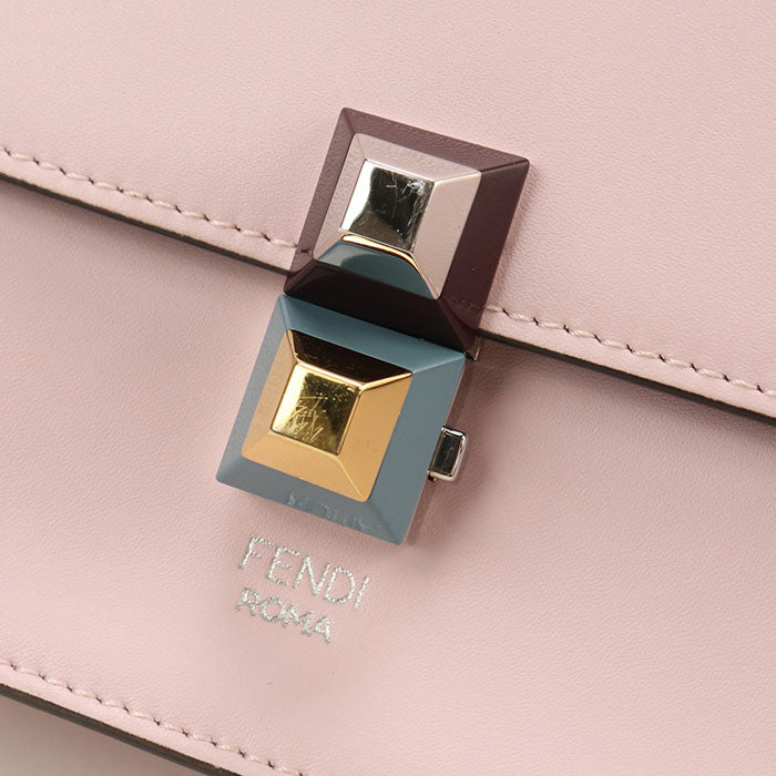 FENDI キャナイ レザー チェーンショルダーバッグ - ピンク