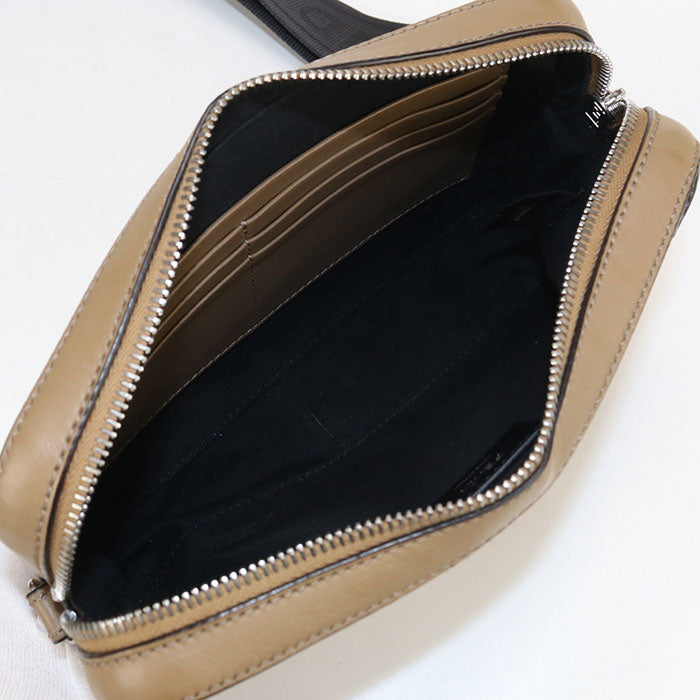 FENDI ダイアゴナル PVC レザー ショルダーバッグ - ダークブラウン