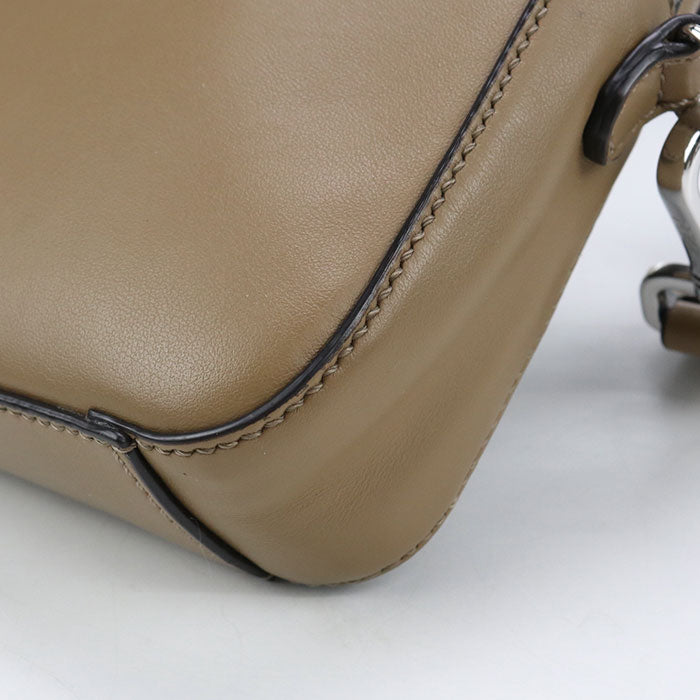 FENDI ダイアゴナル PVC レザー ショルダーバッグ - ダークブラウン