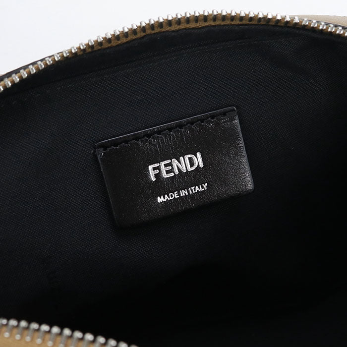 FENDI ダイアゴナル PVC レザー ショルダーバッグ - ダークブラウン