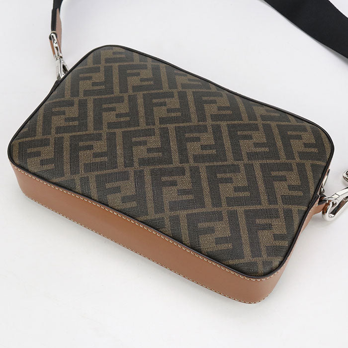 FENDI ダイアゴナル PVC レザー ショルダーバッグ - ブラウン