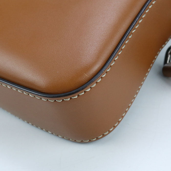 FENDI ダイアゴナル PVC レザー ショルダーバッグ - ブラウン