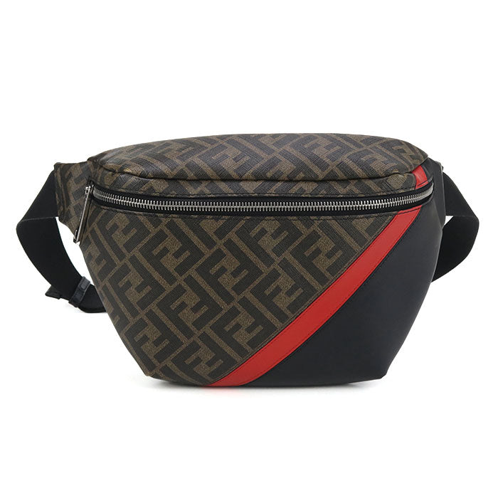 FENDI ダイアゴナル PVC ベルト ボディバッグ - ブラウン