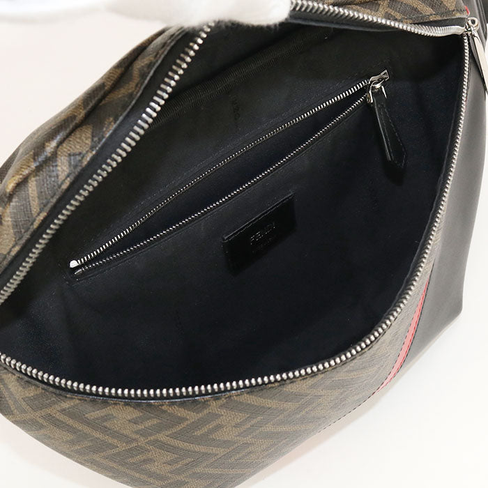 FENDI ダイアゴナル PVC ベルト ボディバッグ - ブラウン