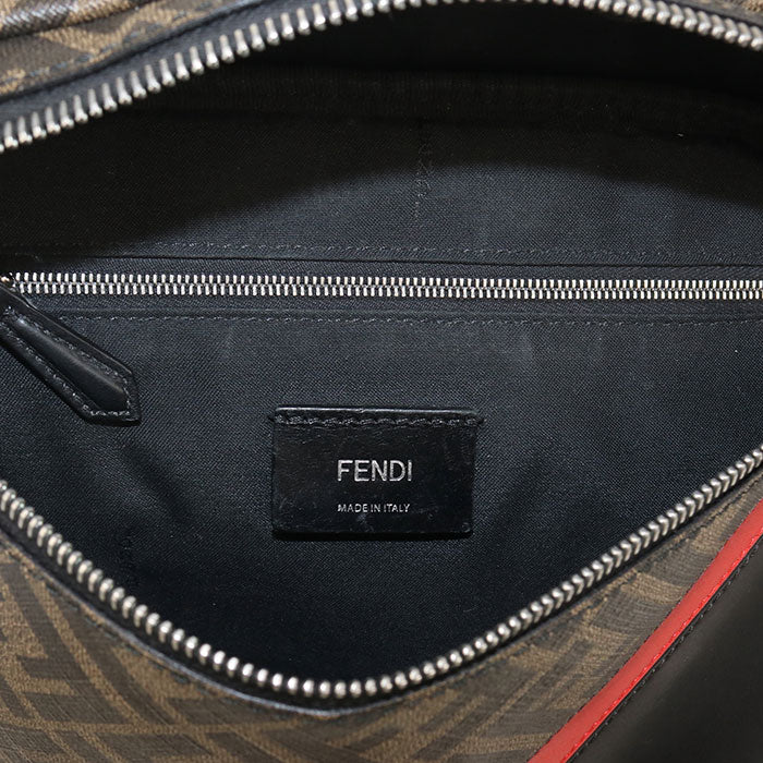 FENDI ダイアゴナル PVC ベルト ボディバッグ - ブラウン