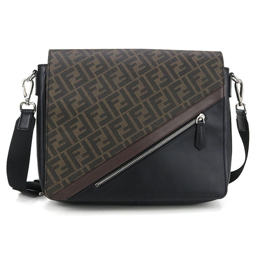 FENDI Diagonal PVC Shoulder Bag - Brown
