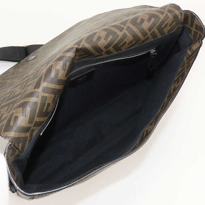 FENDI ダイアゴナル PVC ショルダーバッグ - ブラウン