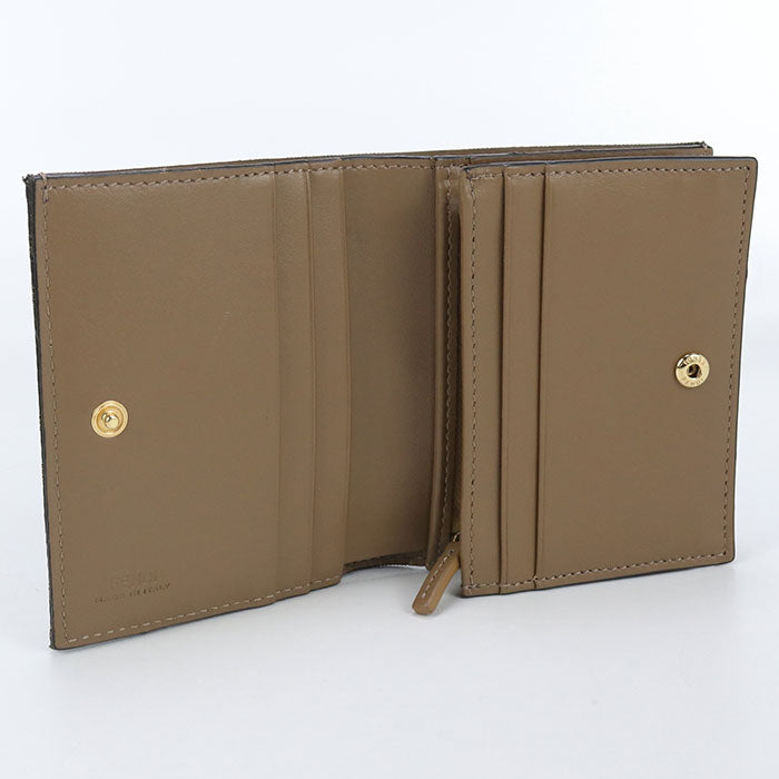 FEND FF Logo Jacquard Bi-fold Compact Wallet - Dark Brown