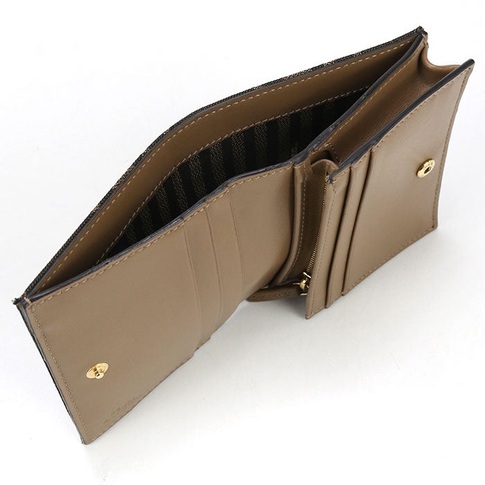 FEND FF Logo Jacquard Bi-fold Compact Wallet - Dark Brown