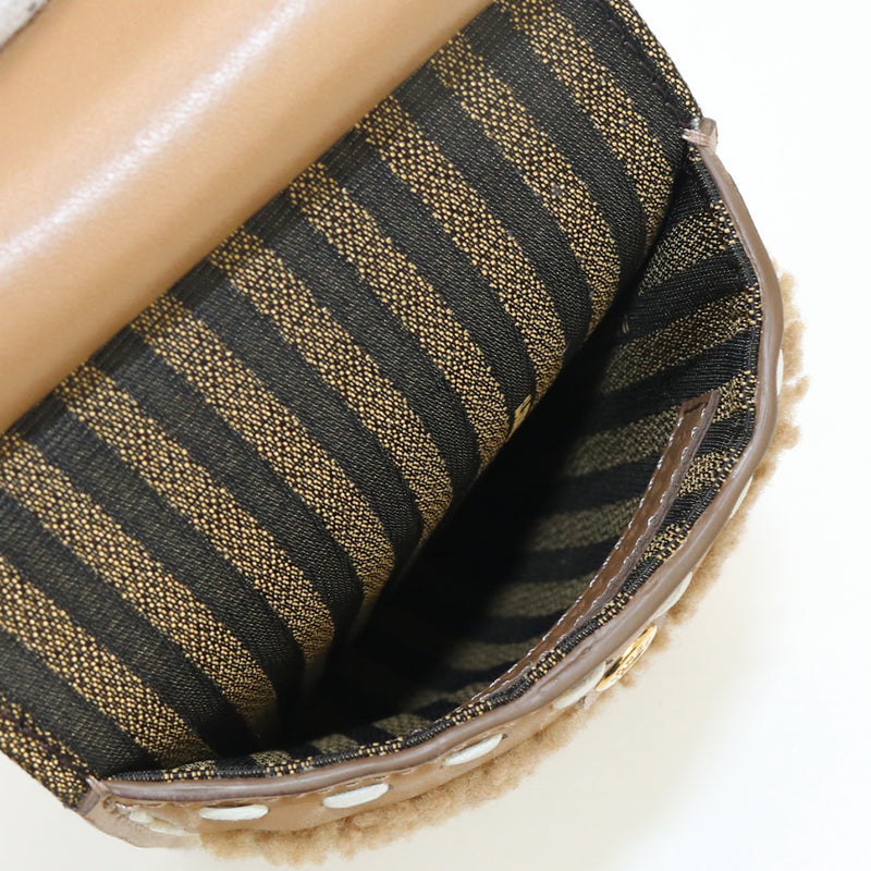 FENDI FF Shearling Pouch Phone Case - Brown