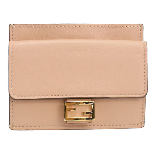 FENDI Baguette Leather Card Case - Pinkbeige