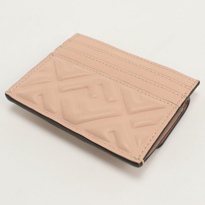 FENDI Baguette Card Case Leather Compact Wallet - Pink Beige