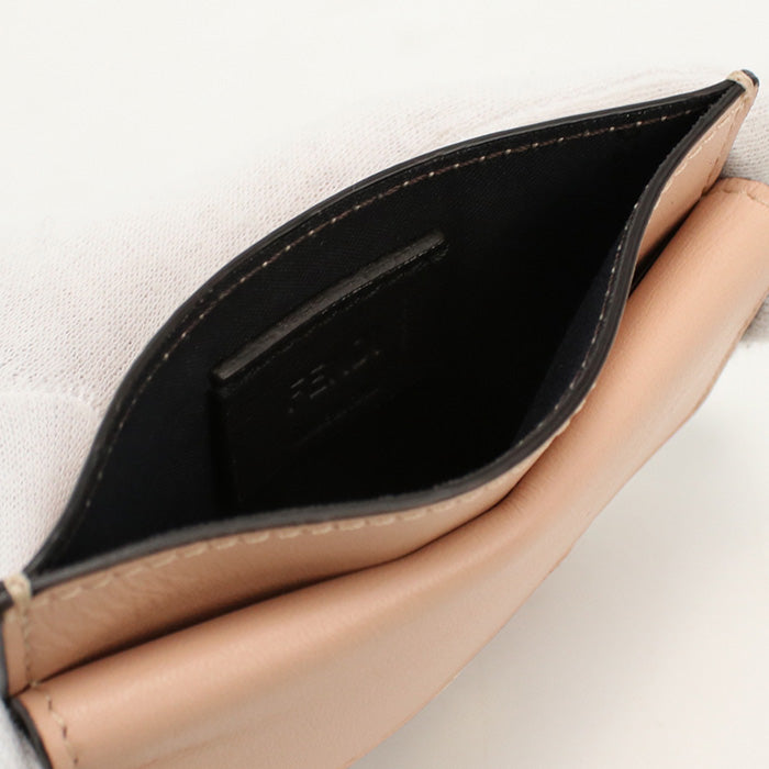 FENDI Baguette Card Case Leather Compact Wallet - Pink Beige