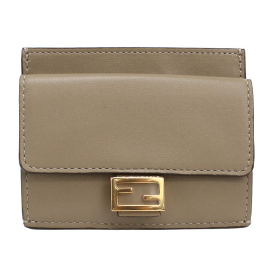 FENDI Baguette Leather Card Case Compact Wallet - Beige