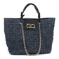 FERRAGAMO ガンチーニ デニム トートバッグ ショルダーバッグ - ネイビー