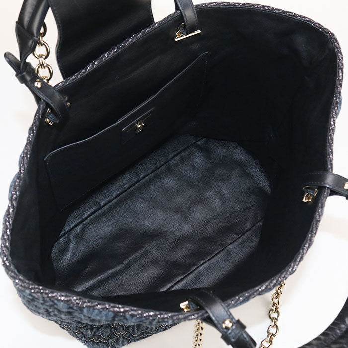 FERRAGAMO ガンチーニ デニム トートバッグ ショルダーバッグ - ネイビー