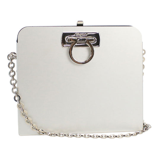 FERRAGAMO Auminum Chain Shoulder Bag - White