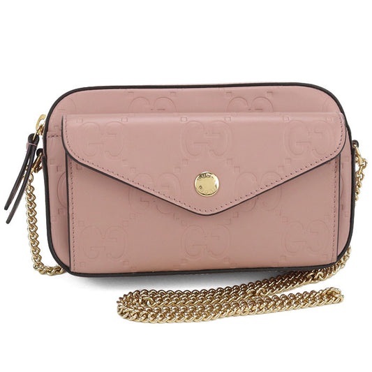 GUCCI Jumbo GG Leather Chain Shoulder Bag - Pink