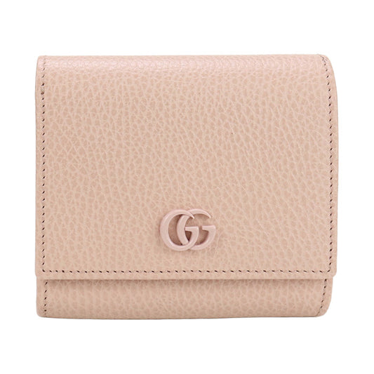 GUCCI Double GG Folded Compact Wallet Leather - Pinkbeige