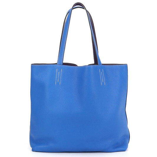 HERMES Double Sens 36 Taurillon Clemence Tote Bag - Blue